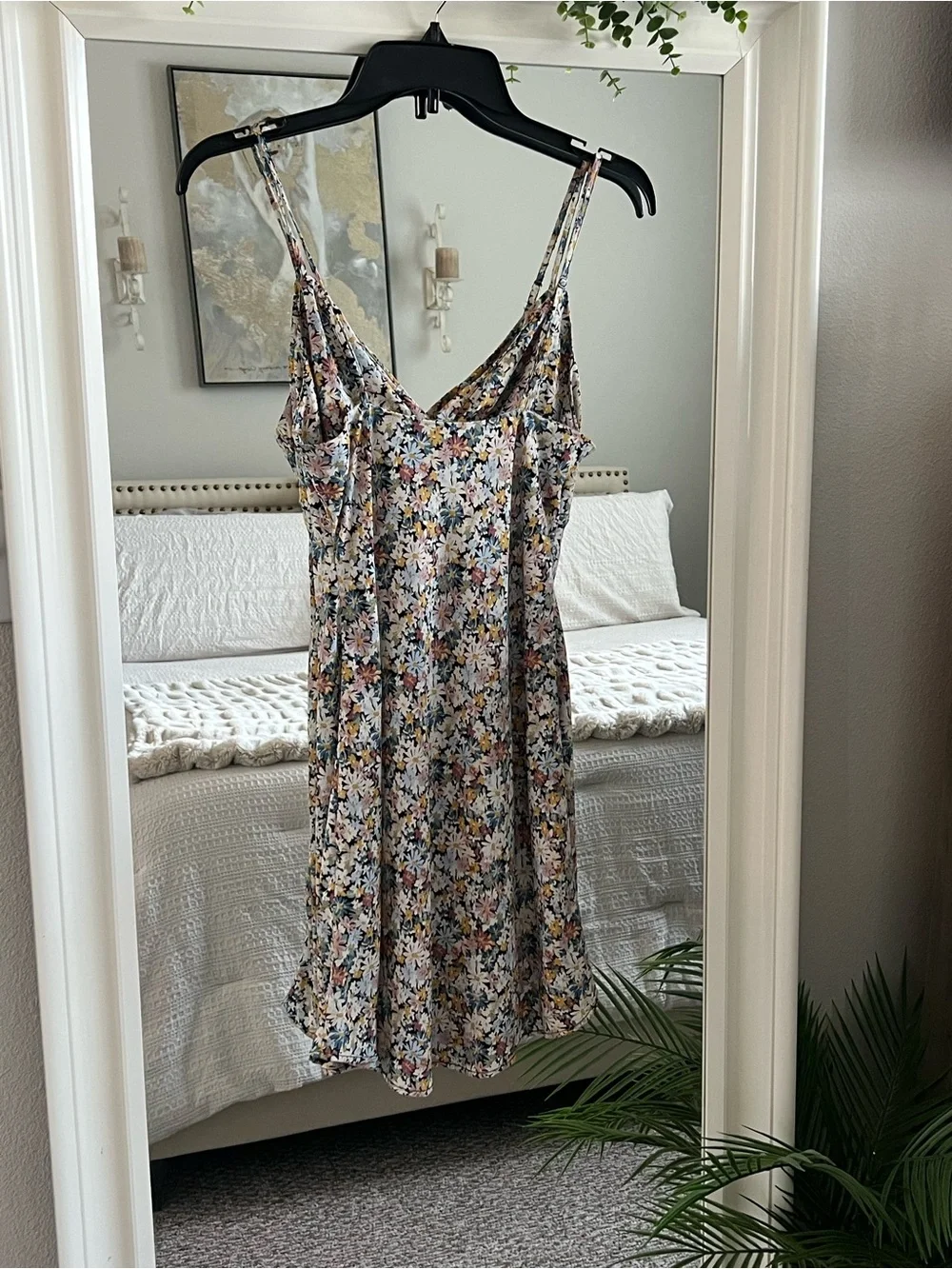 Abercrombie & Fitch Black Floral Slip Dress with Yellow and Pink Accents